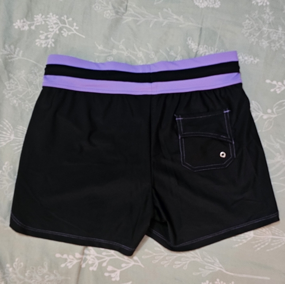 Free Country Black and Lavender Swim Shorts - Picture 6 of 13